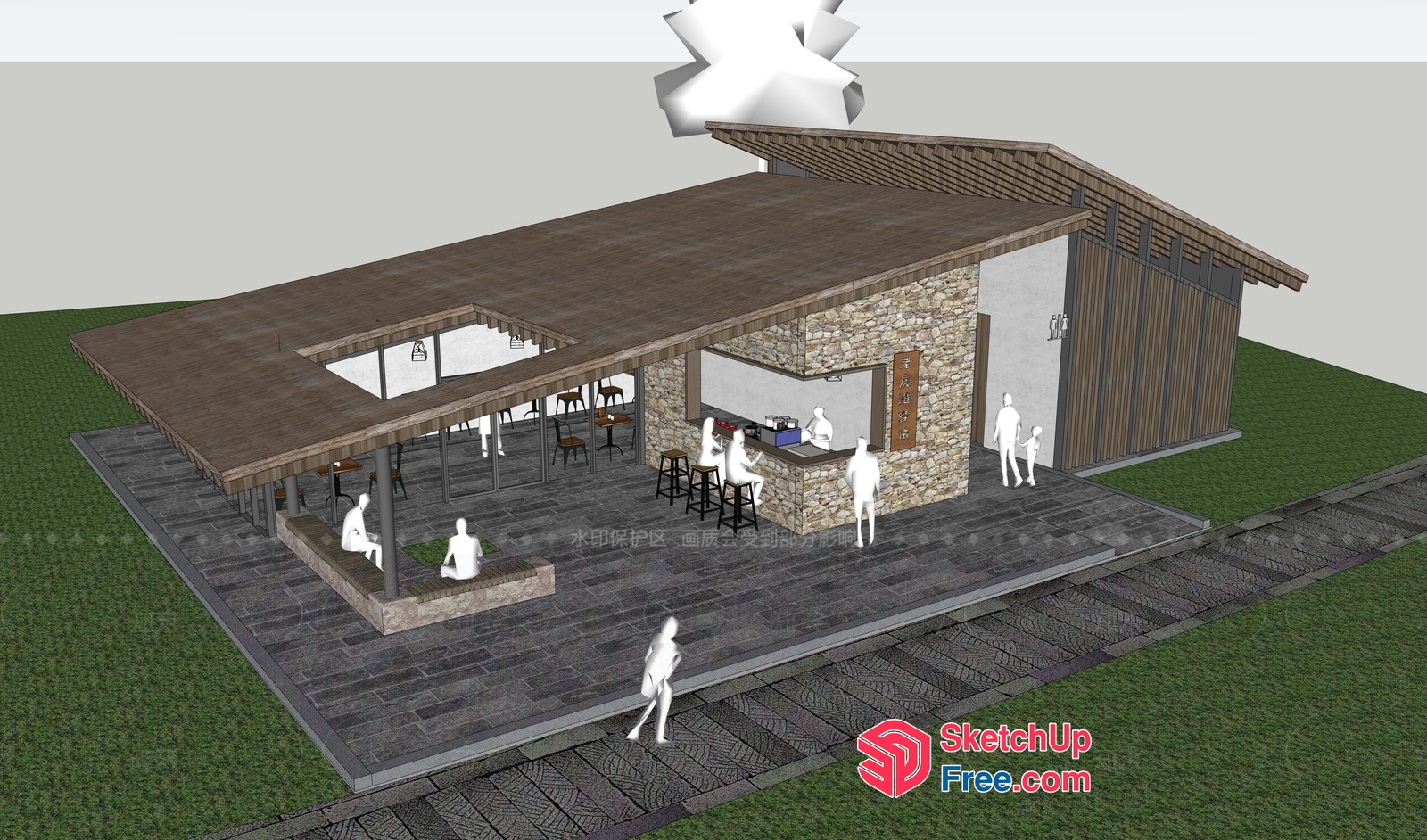 Modern Japanese-Style Outdoor Bar And Restaurant 3D SketchUp File