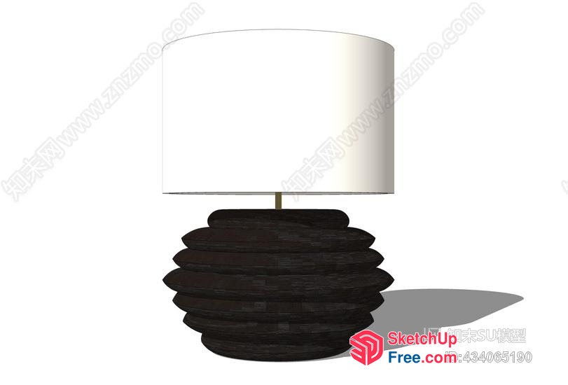 Modern Black Table Lamp With White Shade 3D SketchUp File