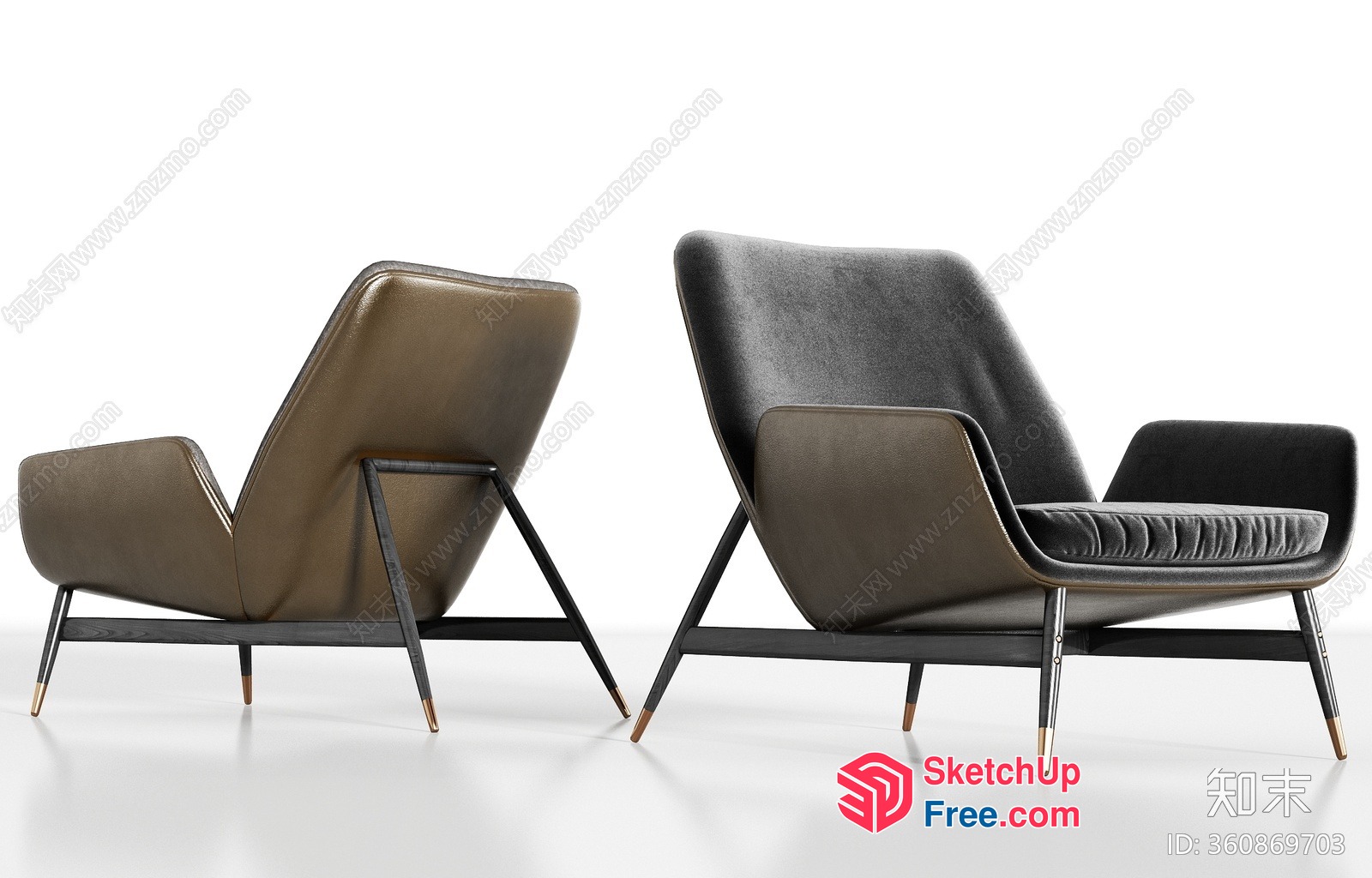 Modern Sleek Leather Armchair And Sofa Furniture 3D SketchUp File