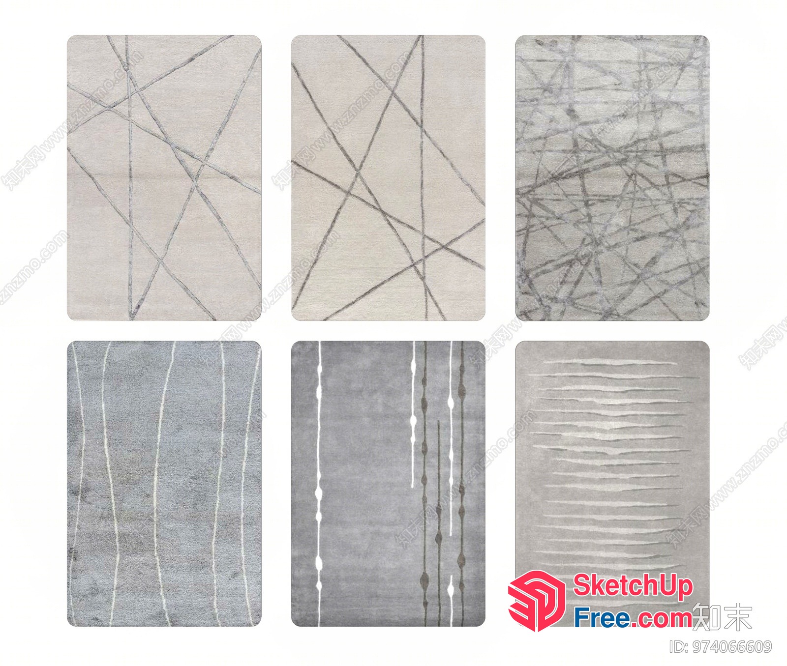 Modern Grey And White Rug Designs 3D SketchUp File