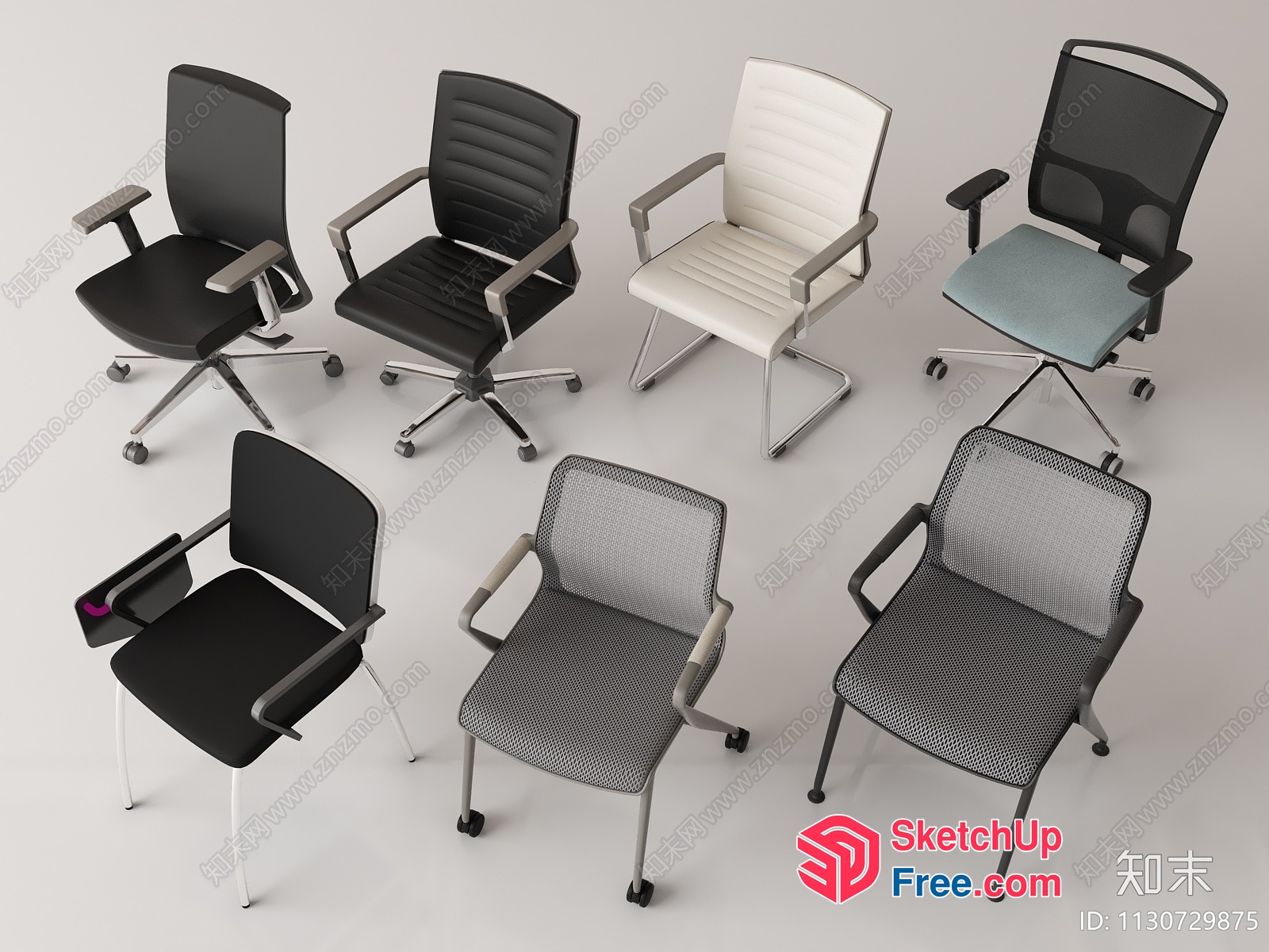 Office Chairs In Various Styles And Materials 3D SketchUp File