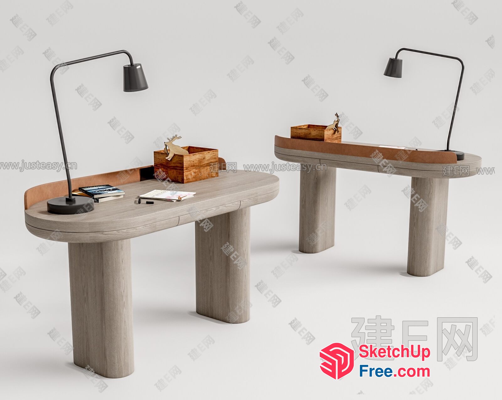 Modern Minimalist Office Desk Set 3D SketchUp File