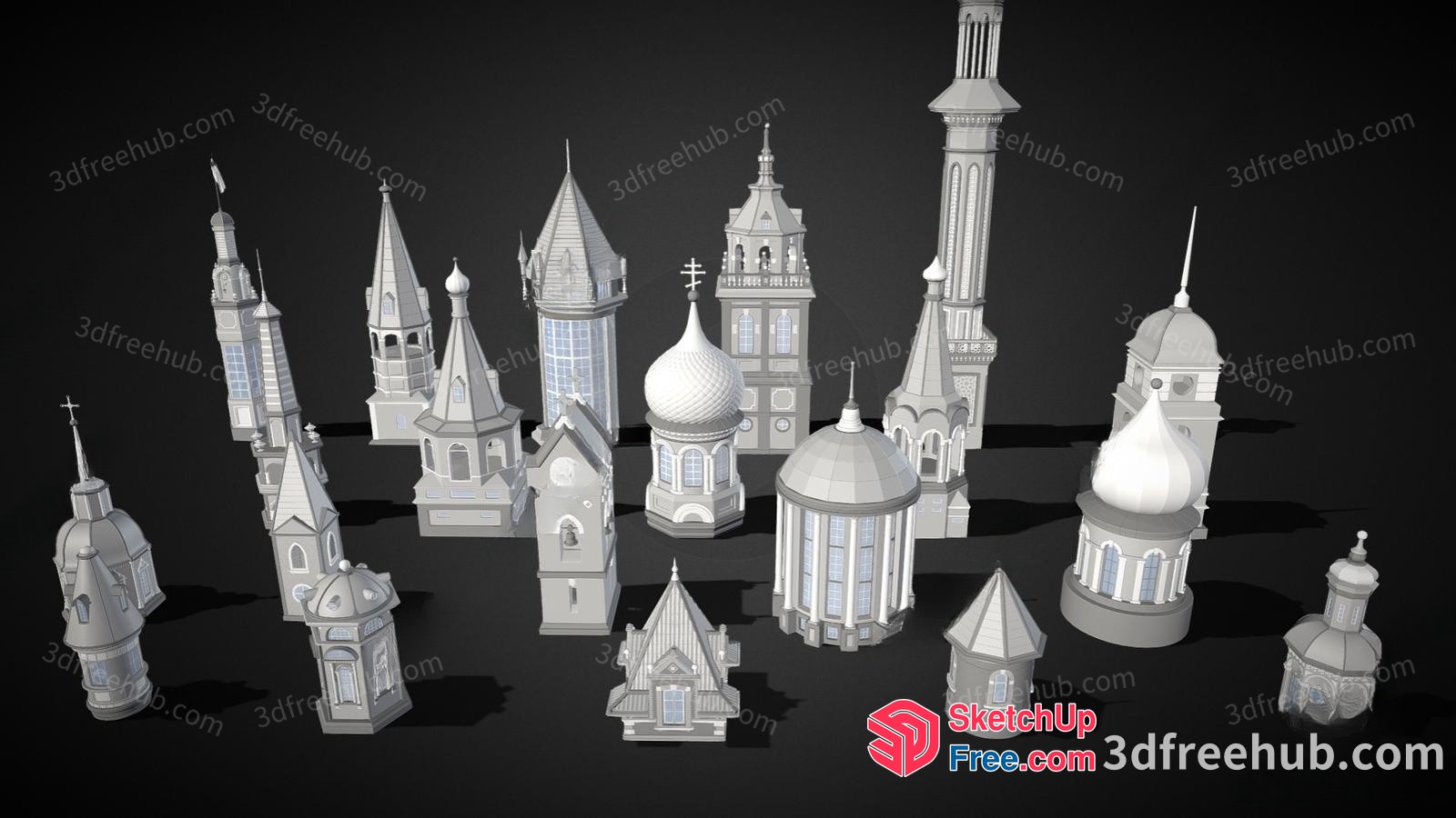Architectural Models Of Buildings With Unique Domes And Towers 3D SketchUp File