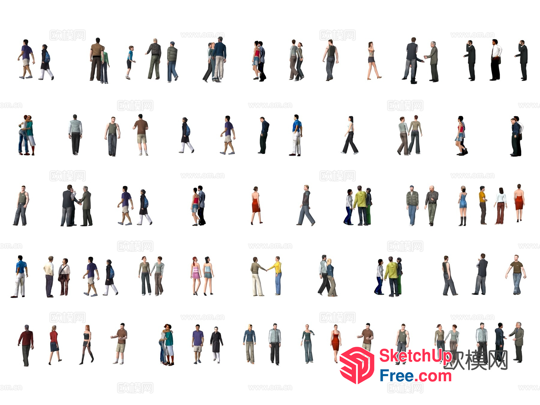 Various People Walking And Standing 3D SketchUp File