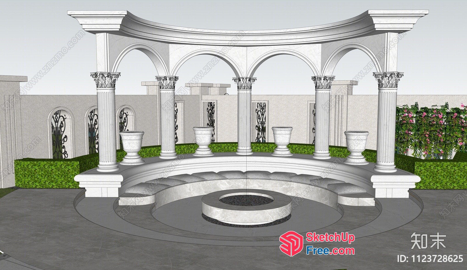 Elegant White Pillared Outdoor Structure 3D SketchUp File