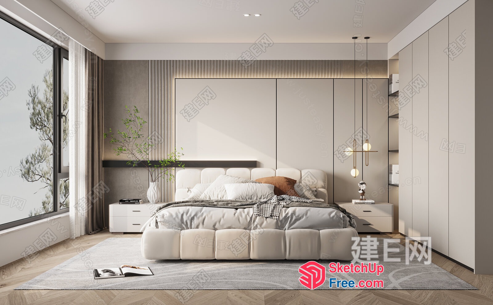 Modern Minimalist Bedroom Interior Design 3D SketchUp File