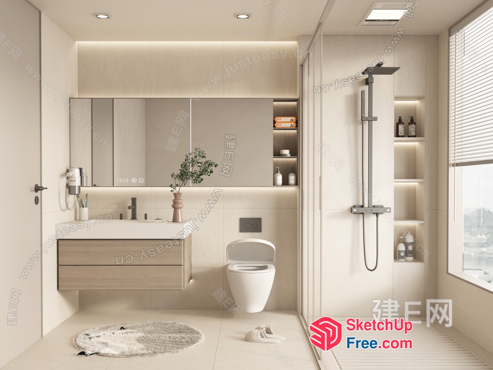 Minimalist Bathroom Design With Natural Elements 3D SketchUp File