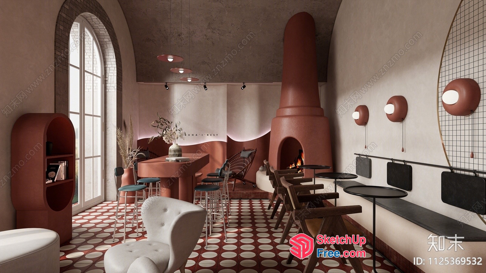 Modern Industrial Chic Restaurant Interior 3D SketchUp File