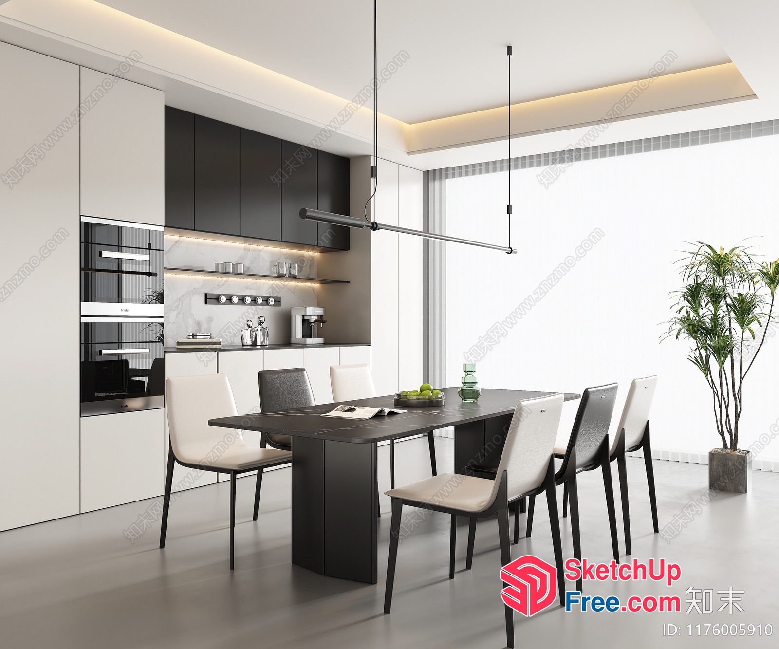 Minimalist Modern Contemporary Dining Room Interior 3D SketchUp File