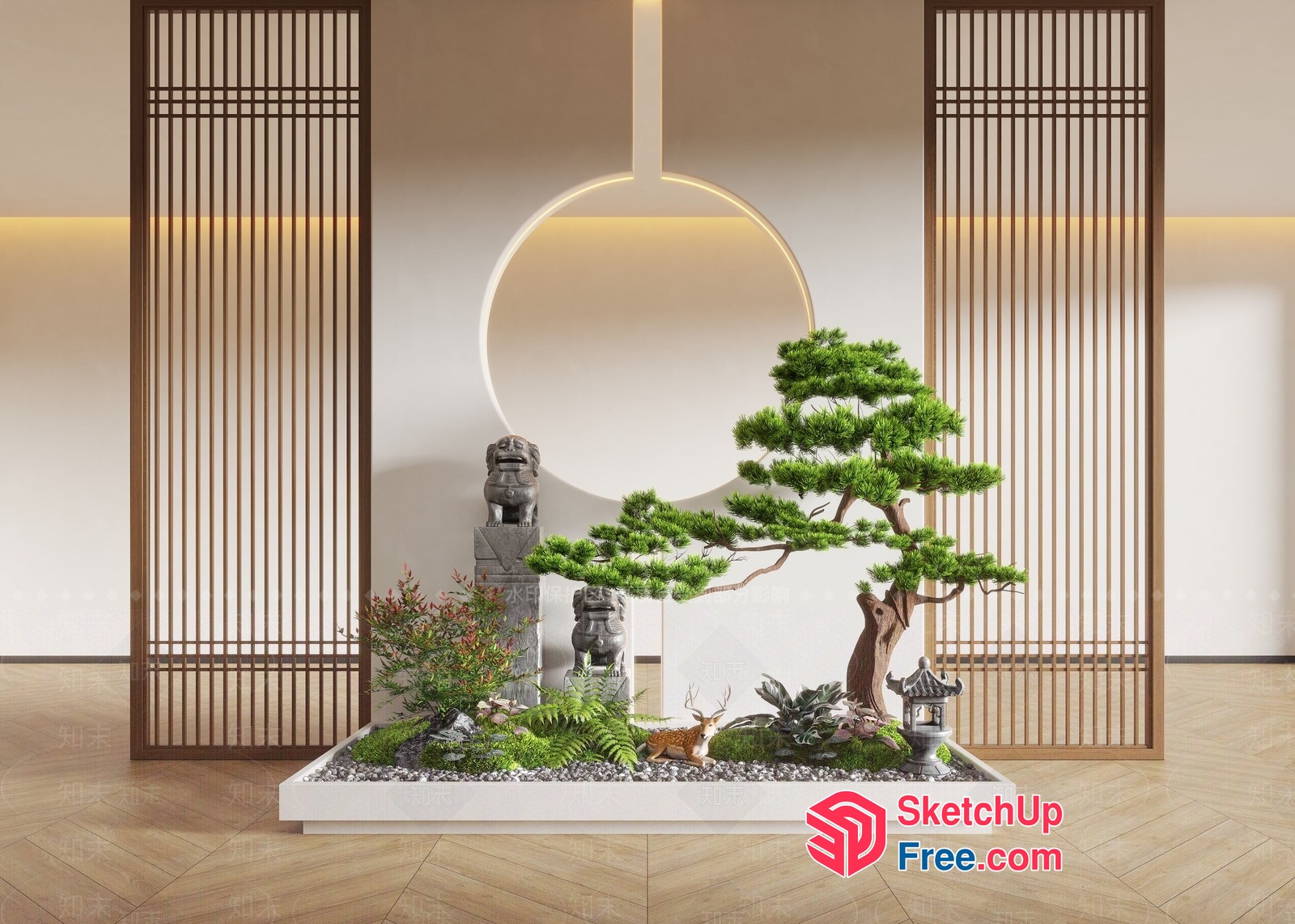 Japanese Style Decorative Garden Scene 3D SketchUp File