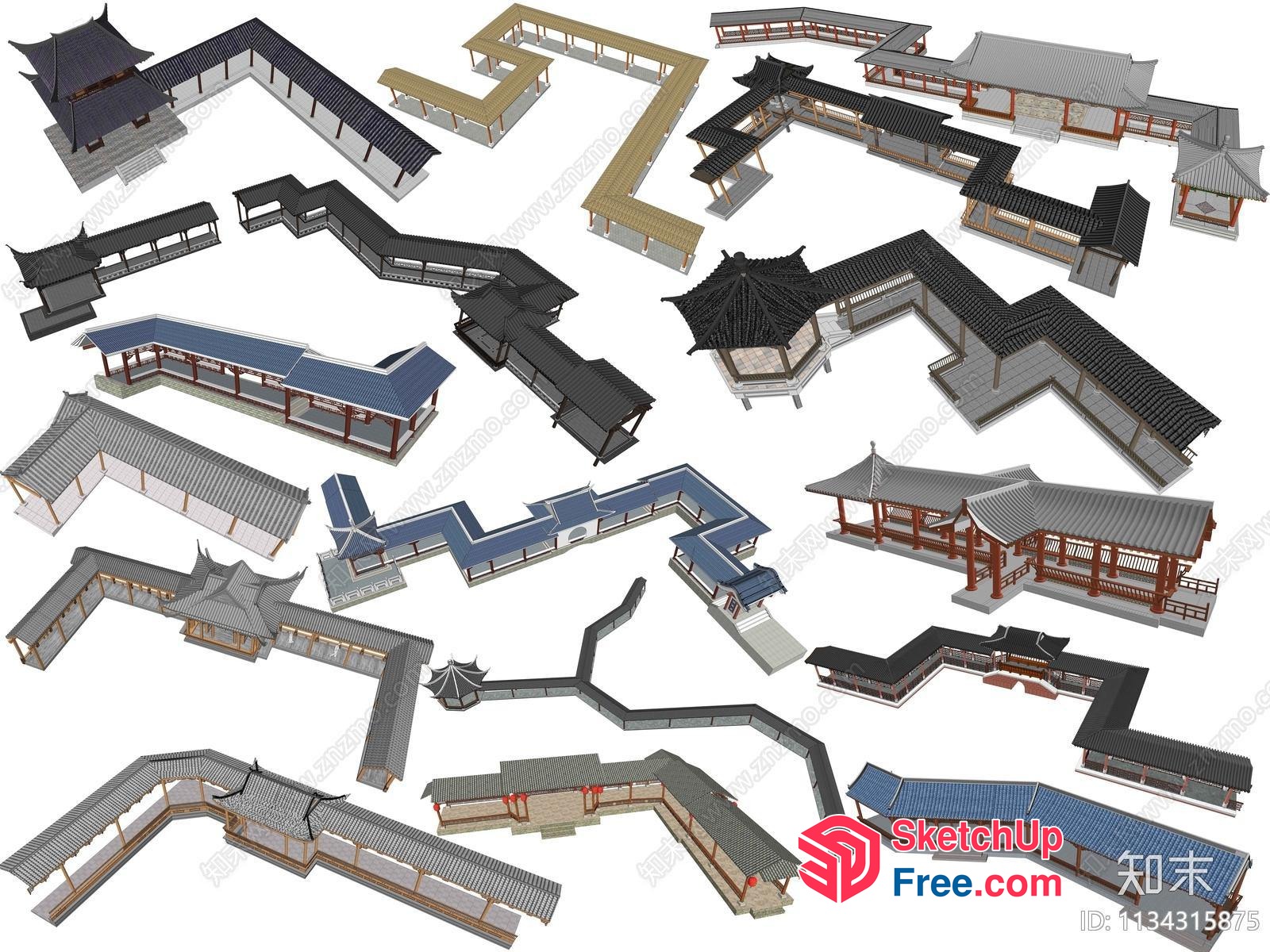 Asian Style Buildings 3D SketchUp File