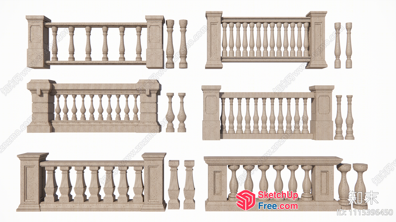 Classic Stone Railing Designs 3D SketchUp File