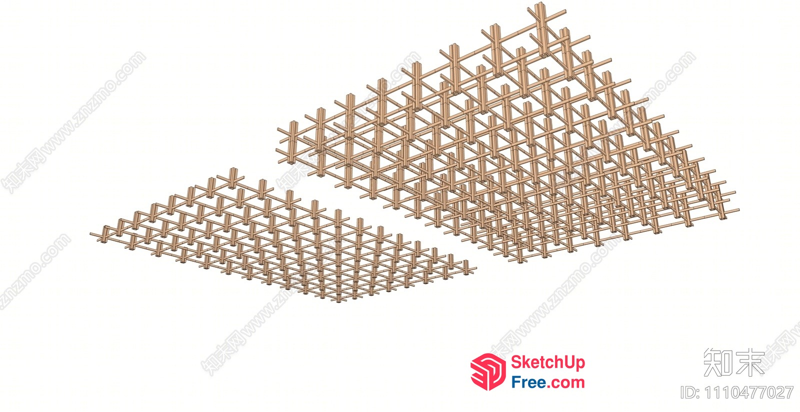 Geometric Patterned Wooden Structure 3D SketchUp File