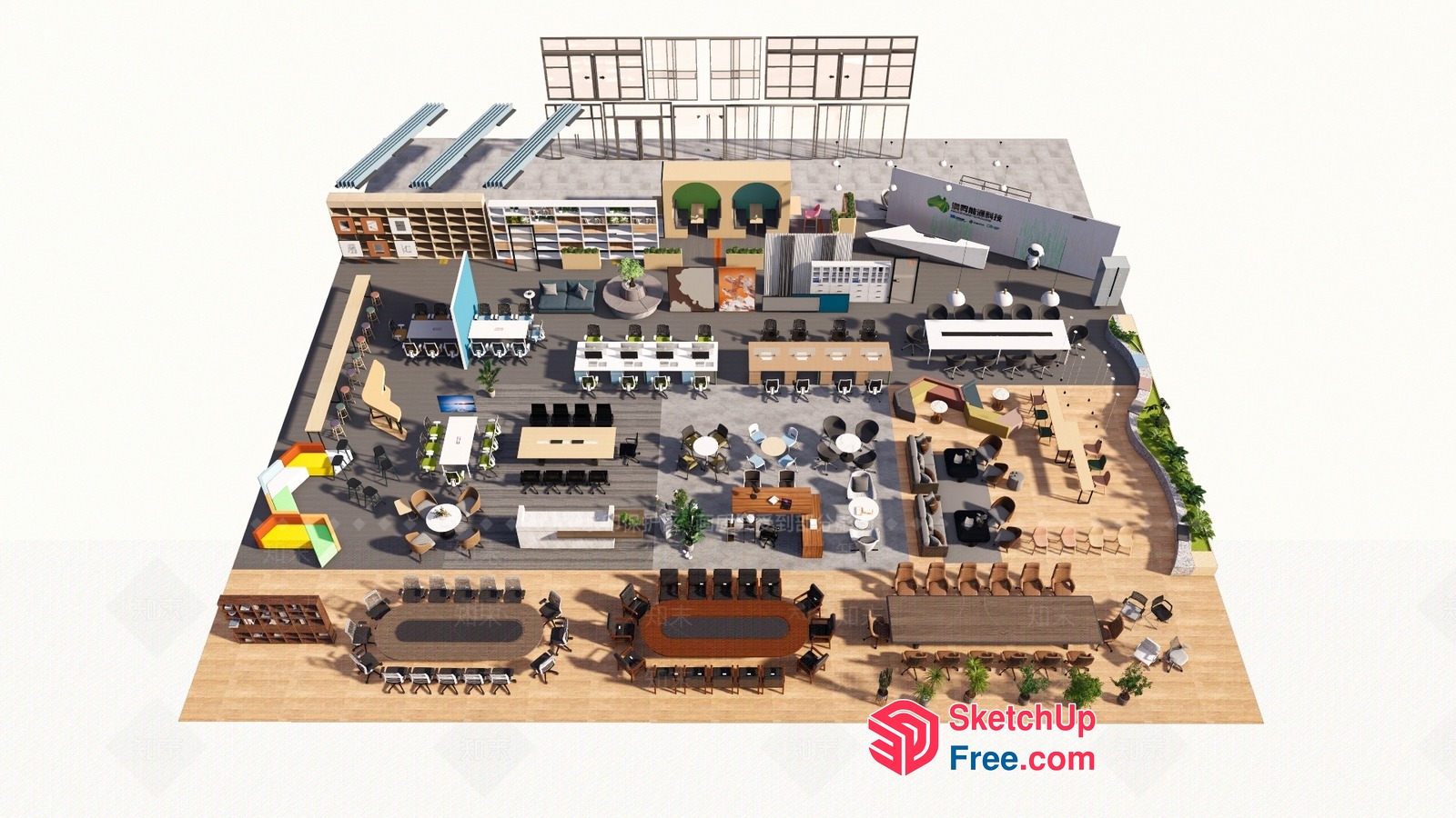 Modern Office Building Interior Design 3D SketchUp File