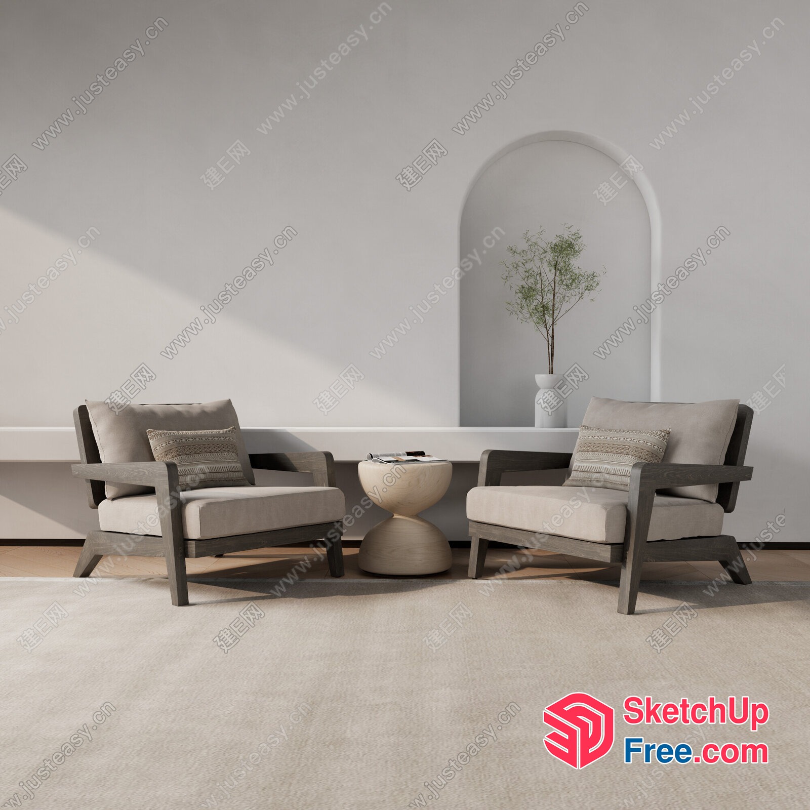 Minimalist Modern Living Room Interior 3D SketchUp File
