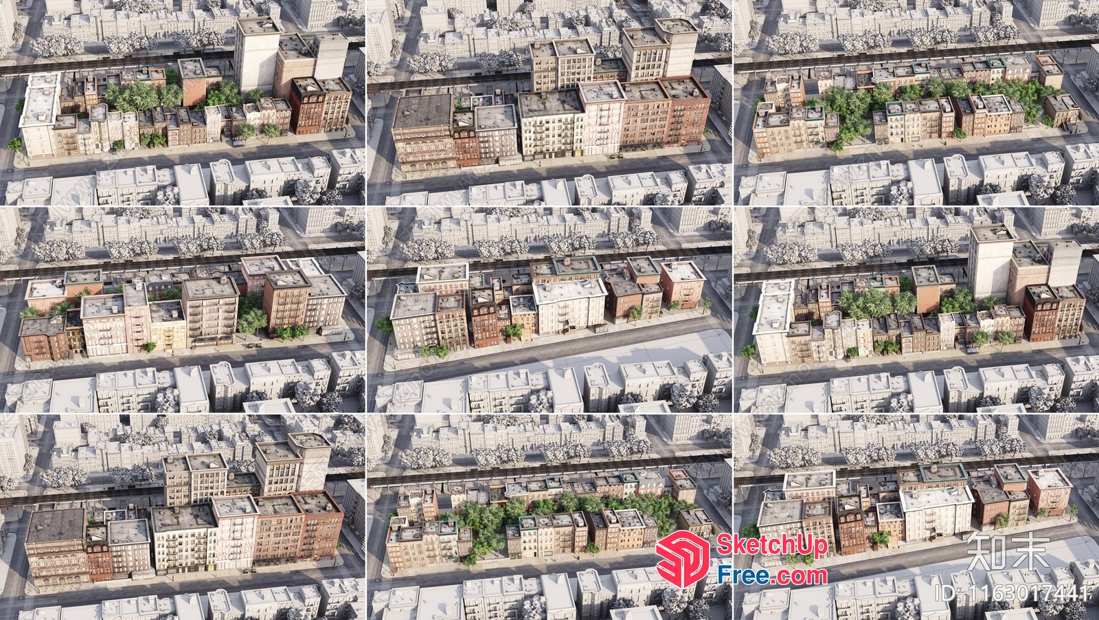 Aerial View Of City Streets 3D SketchUp File