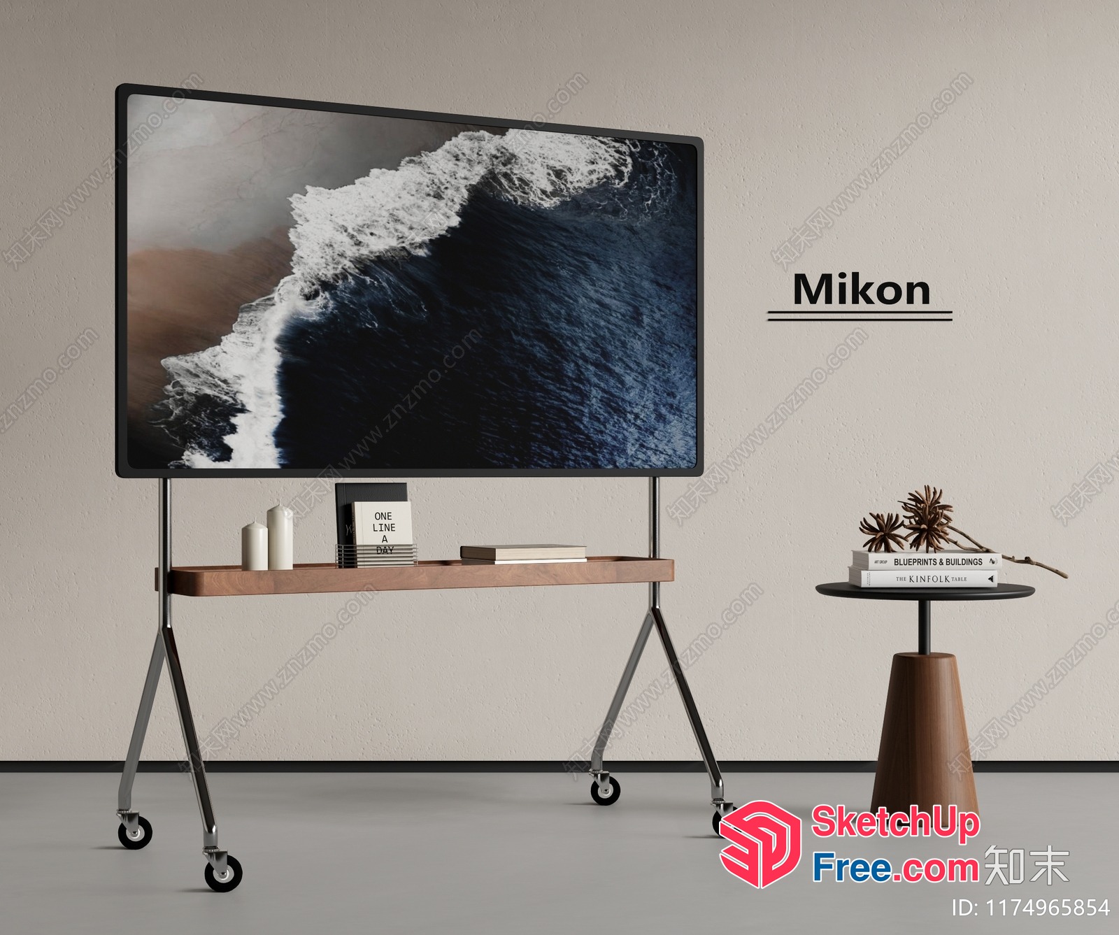 Modern Minimalist Tv Stand With Ocean-Inspired Decor 3D SketchUp File