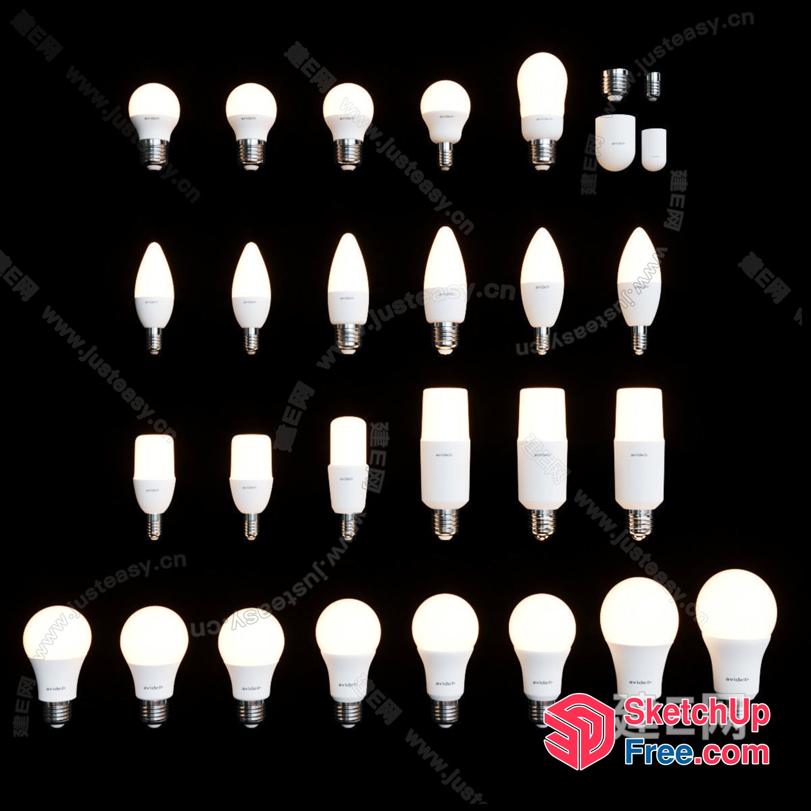 Various Light Bulb Shapes And Sizes 3D SketchUp File