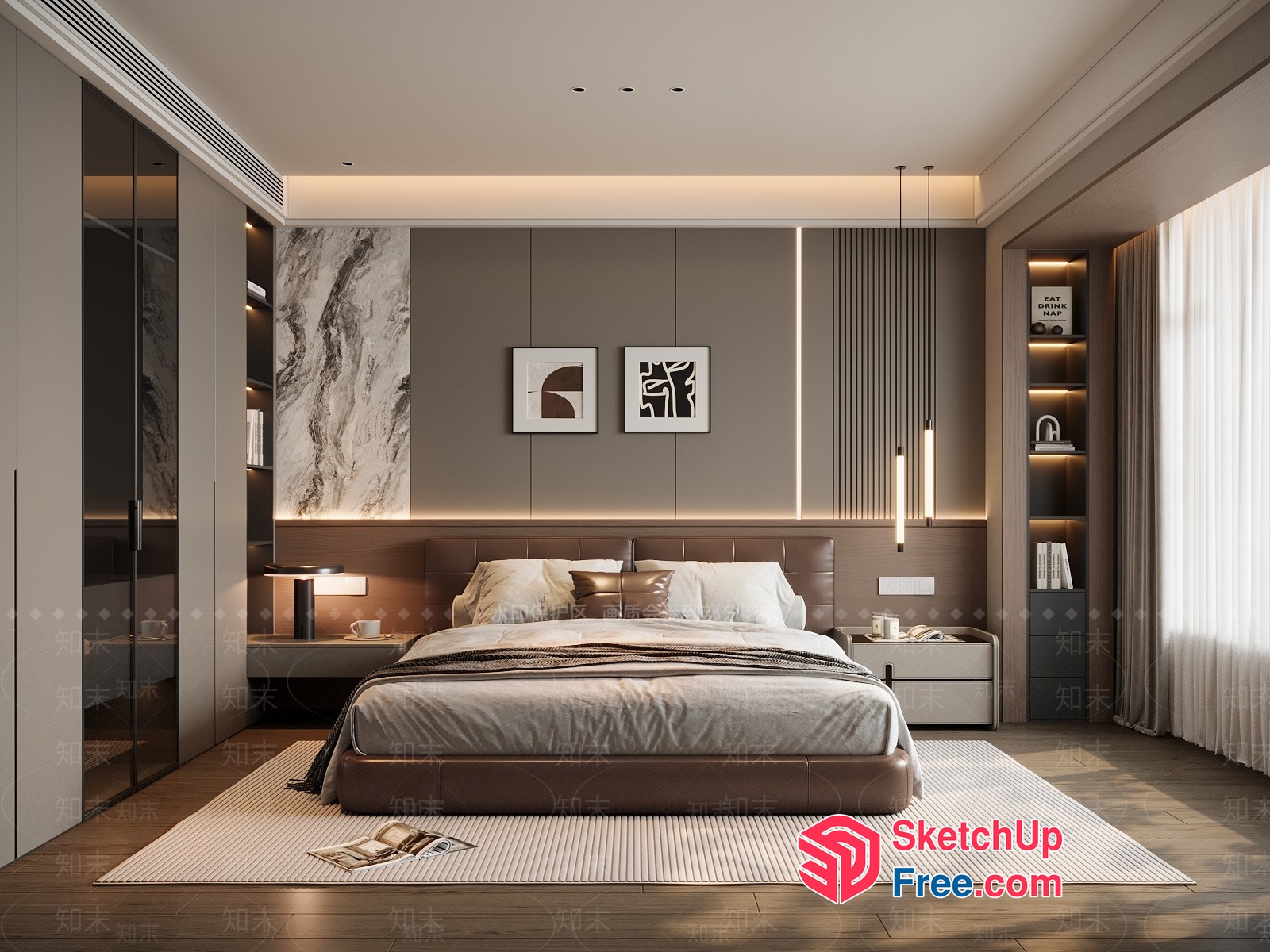 Modern Minimalist Bedroom Interior Design 3D SketchUp File
