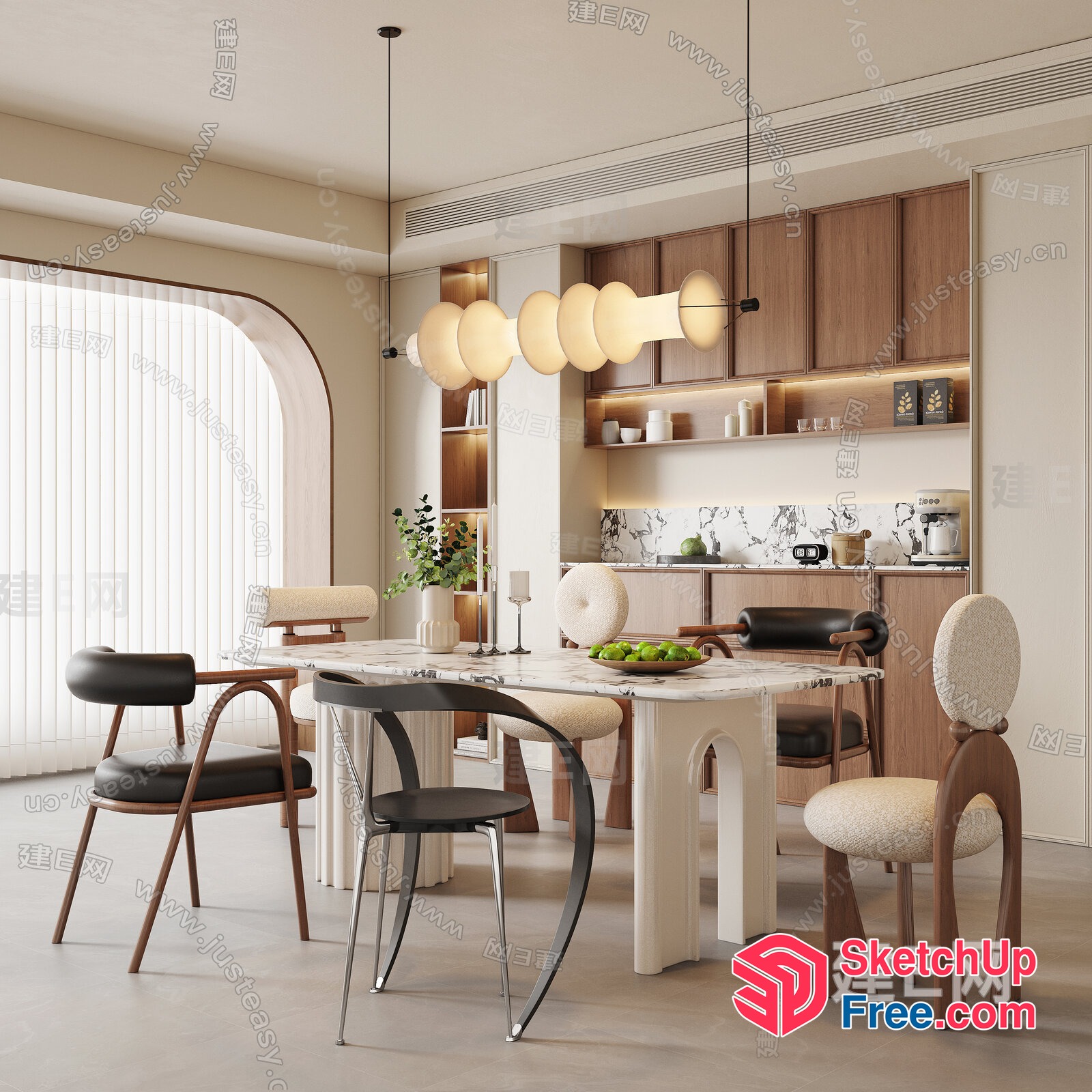 Modern Dining Room With Sleek Furniture And Natural Lighting 3D SketchUp File