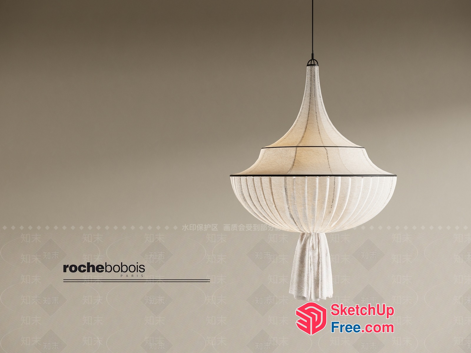 Elegant White Hanging Light Fixture 3D SketchUp File