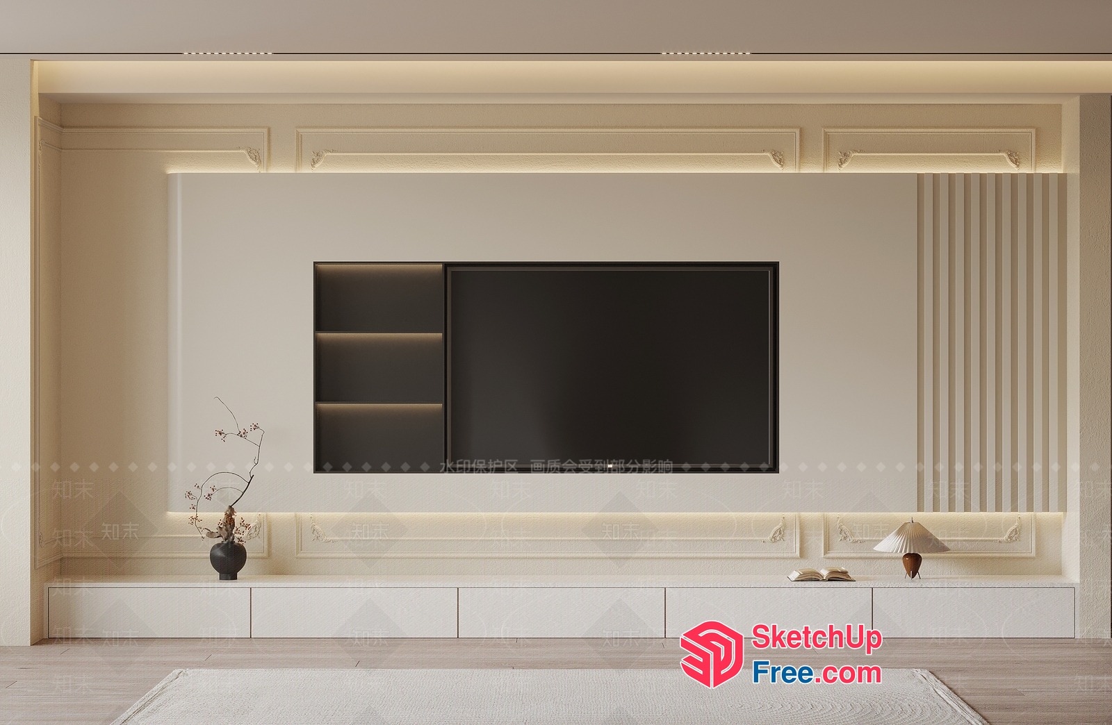 Elegant Modern Minimalist Living Room 3D SketchUp File