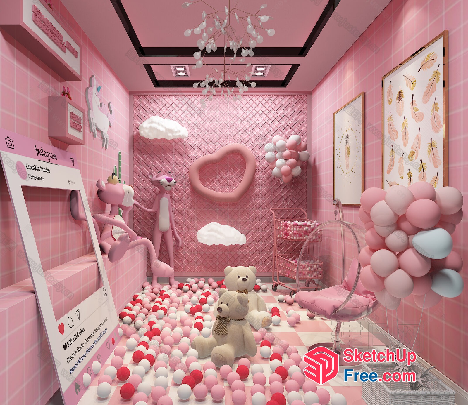 Pastel Pink Ball Pit Wonderland 3D SketchUp File