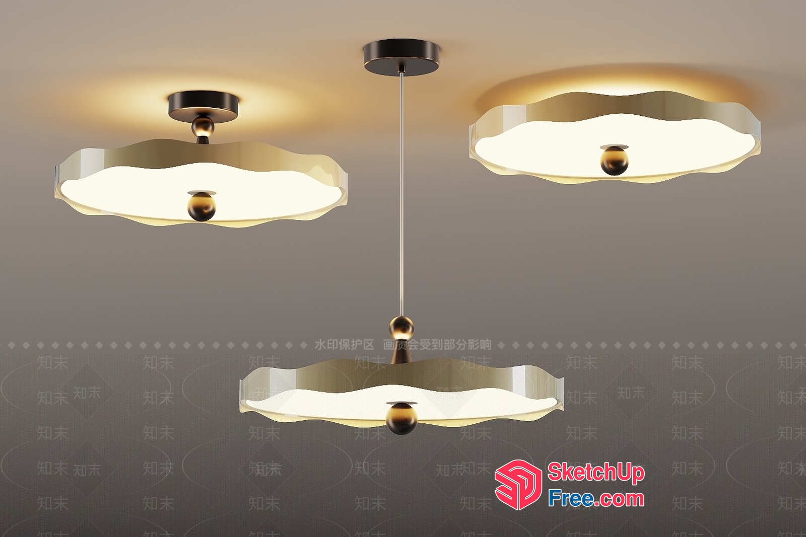 Modern Cloud-Shaped Chandelier Lighting 3D SketchUp File