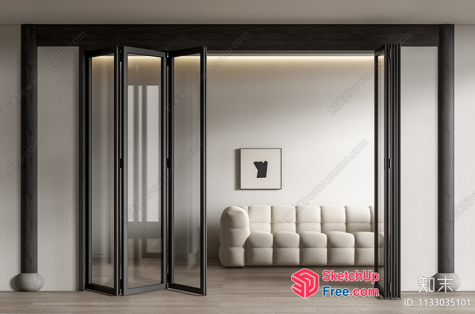 Modern Minimalist Interior With Glass Curtain Wall 3D SketchUp File