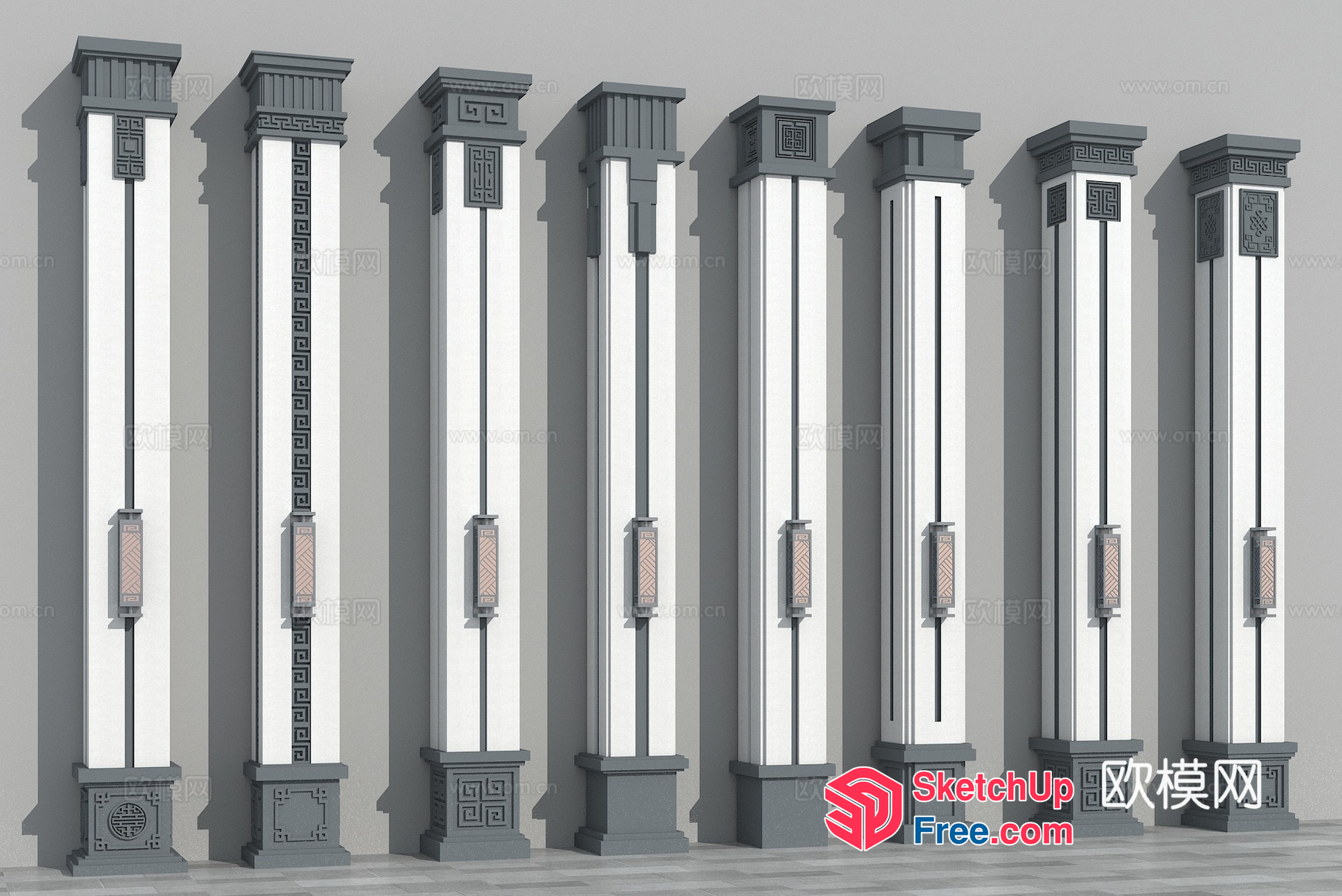 Traditional Pillars With Ornate Details 3D SketchUp File