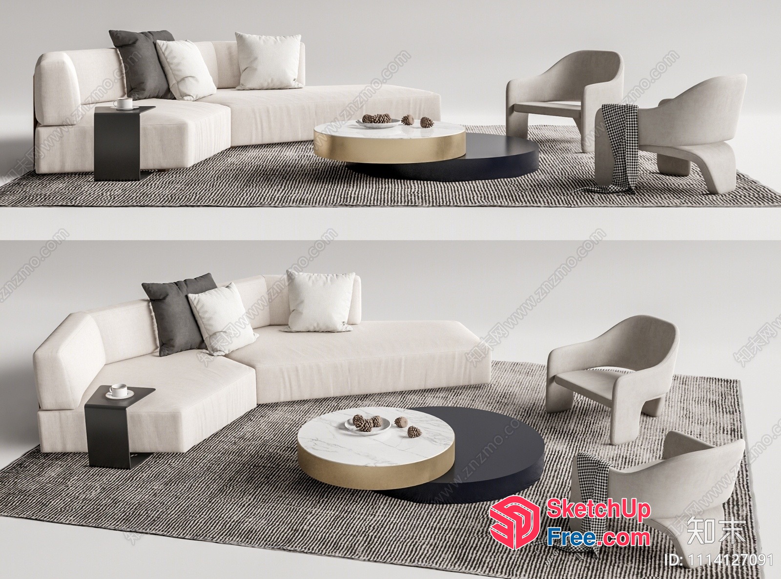 Modern Minimalist Living Room Furniture Set 3D SketchUp File