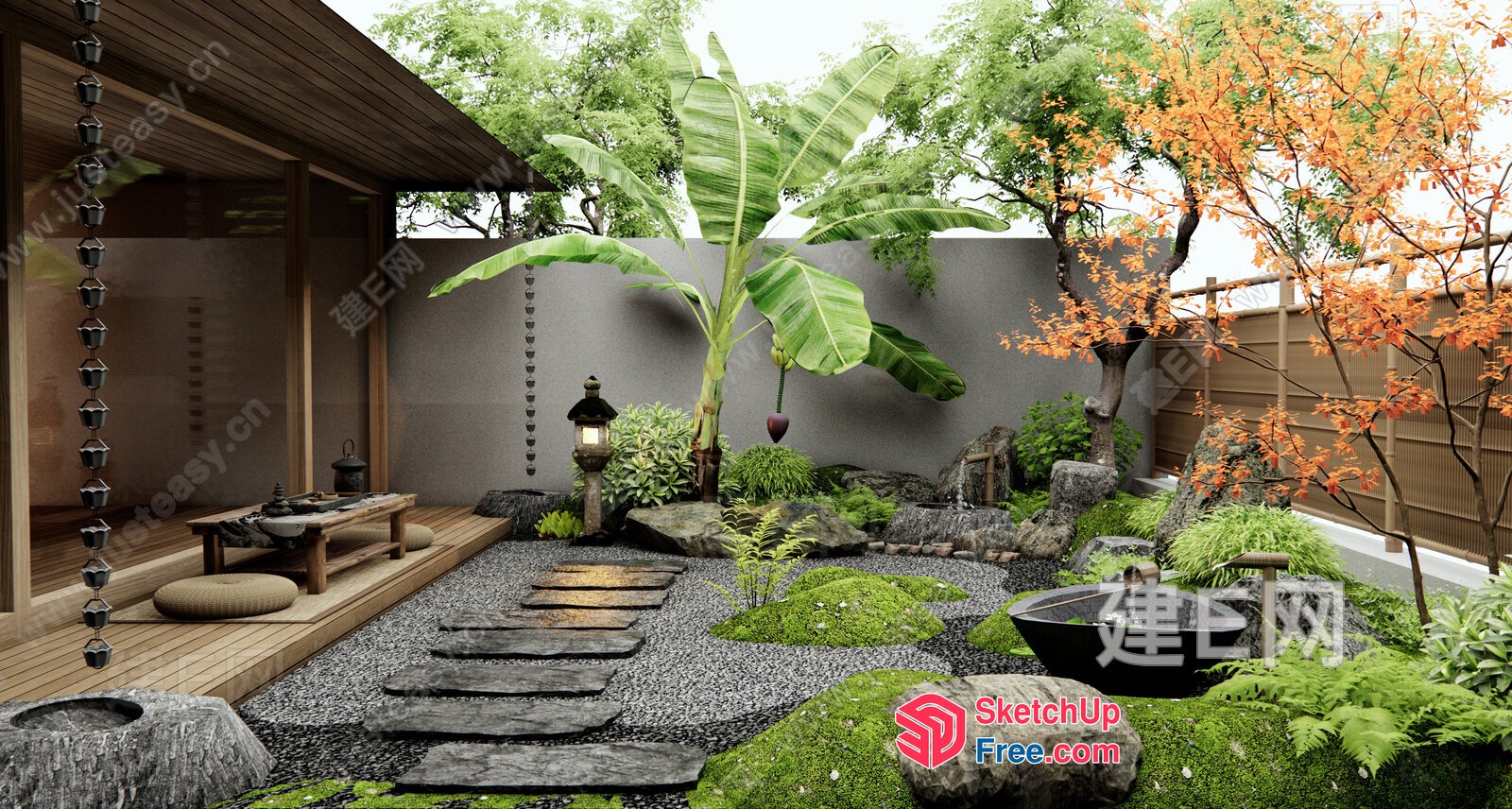 Serene Japanese-Style Garden Oasis 3D SketchUp File