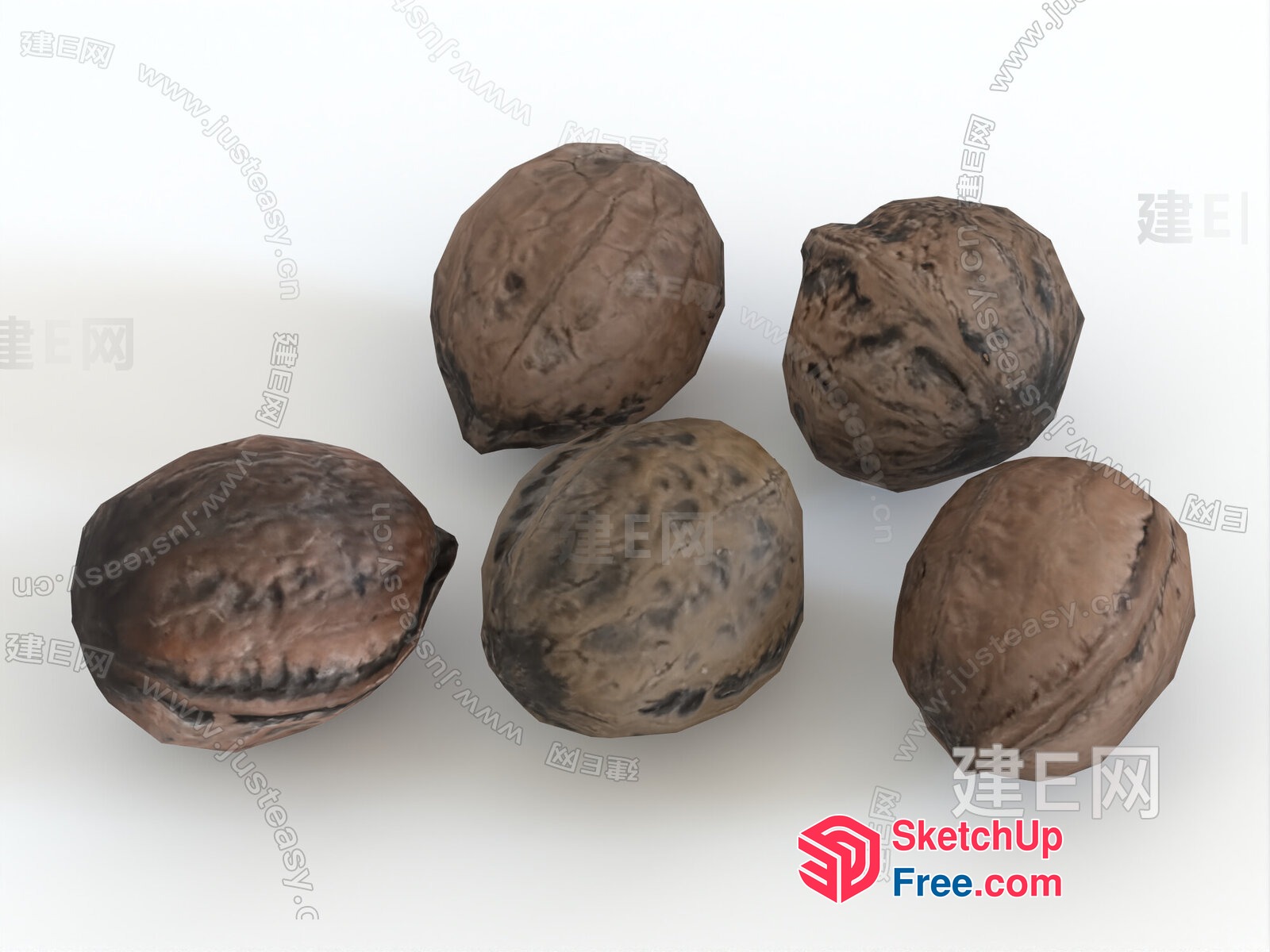 Five Brown Nuts 3D SketchUp File