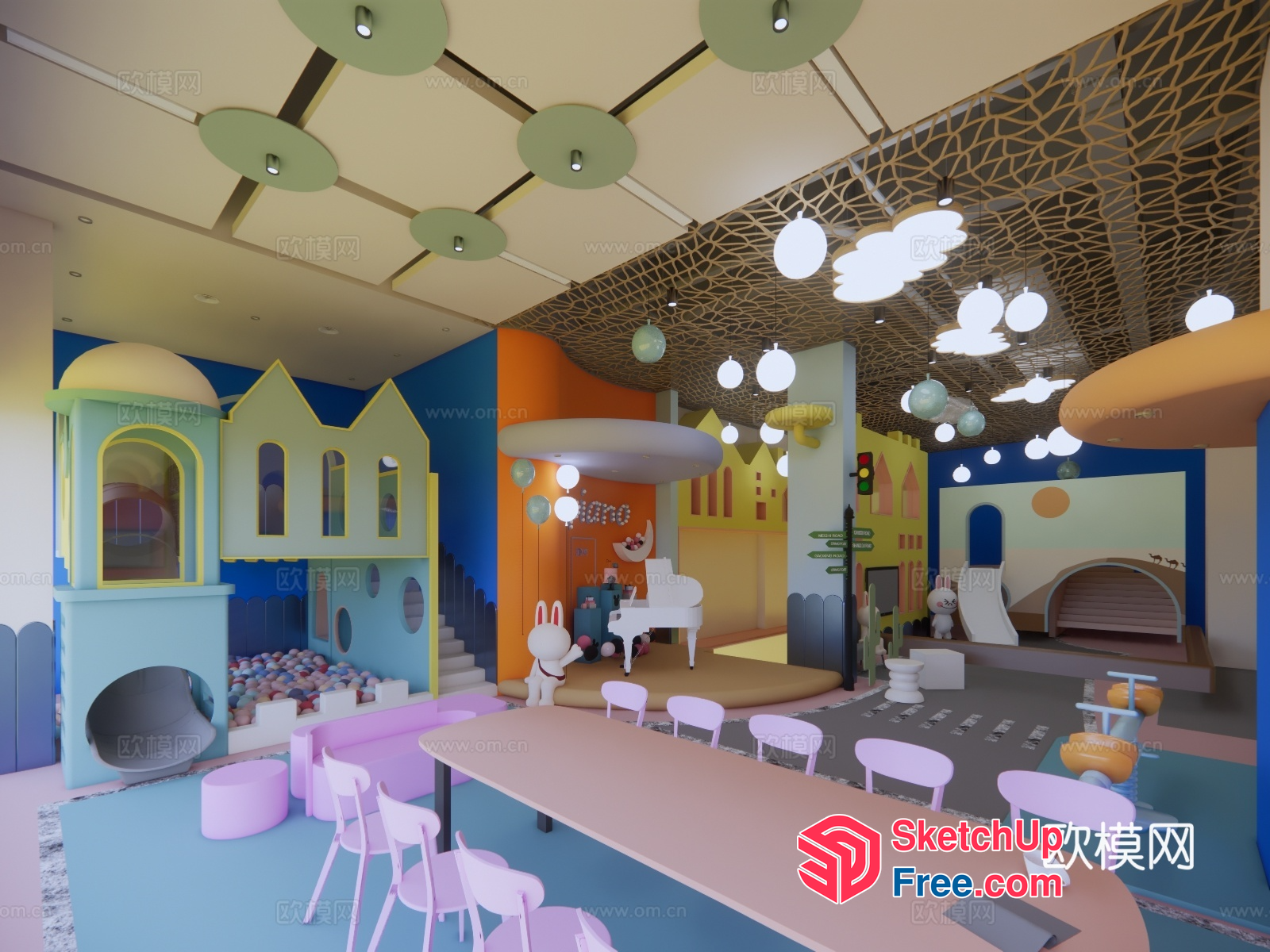 Colorful Children'S Playroom With Unique Decorations 3D SketchUp File