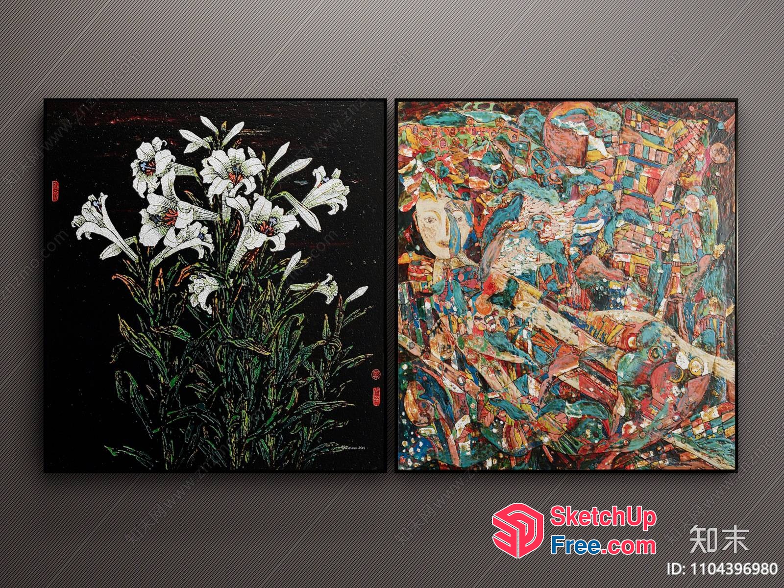 Two Artworks On Black And Colorful Backgrounds 3D SketchUp File