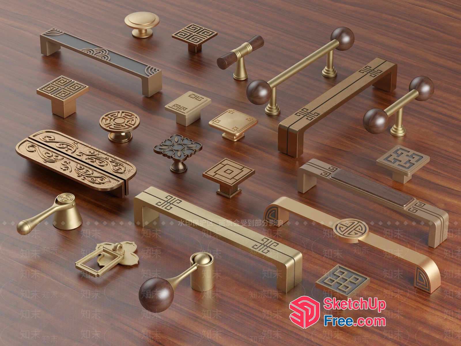 Decorative Cabinet Handles And Knobs 3D SketchUp File
