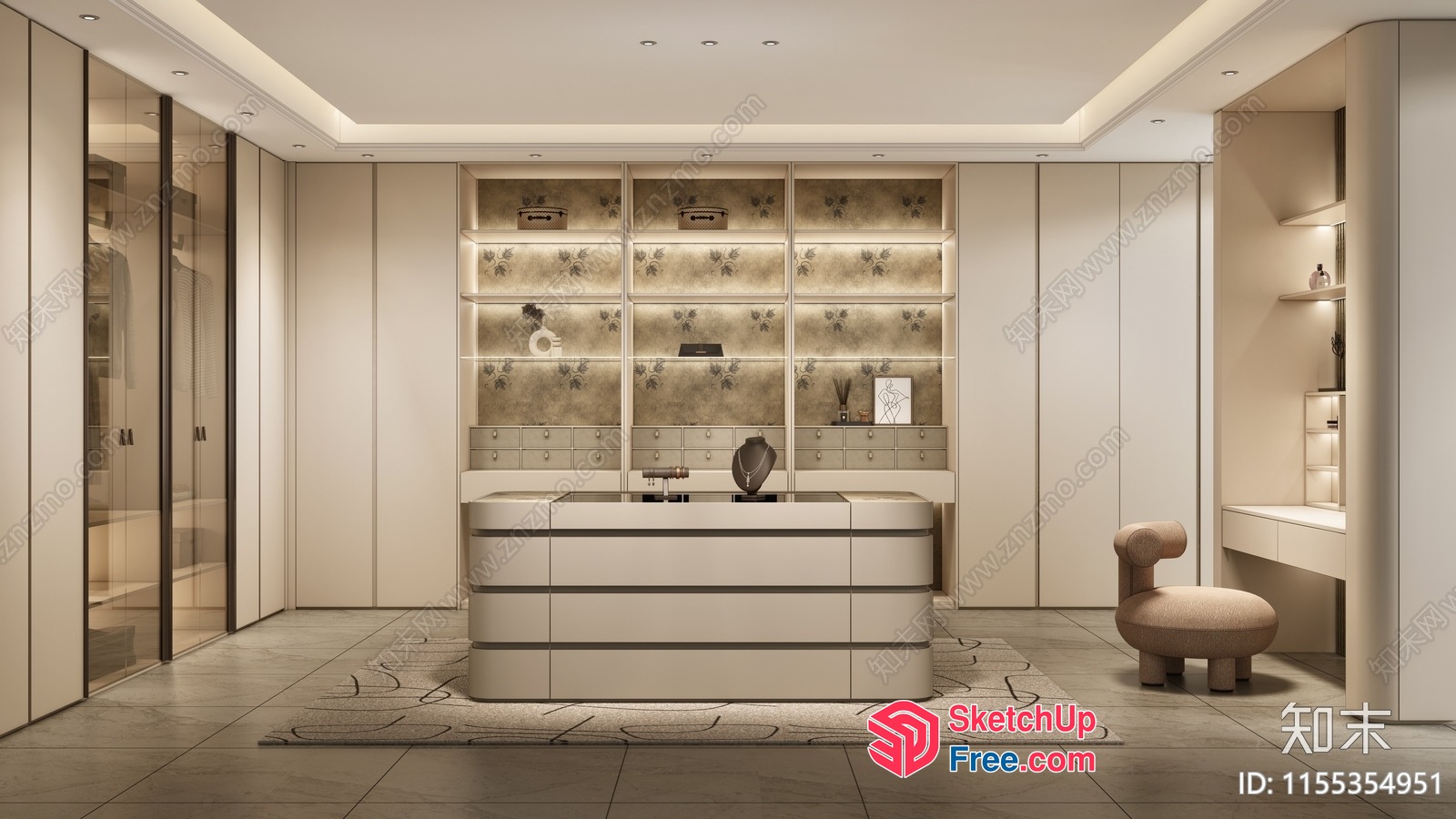 Modern Creamy Style Interior Design 3D SketchUp File