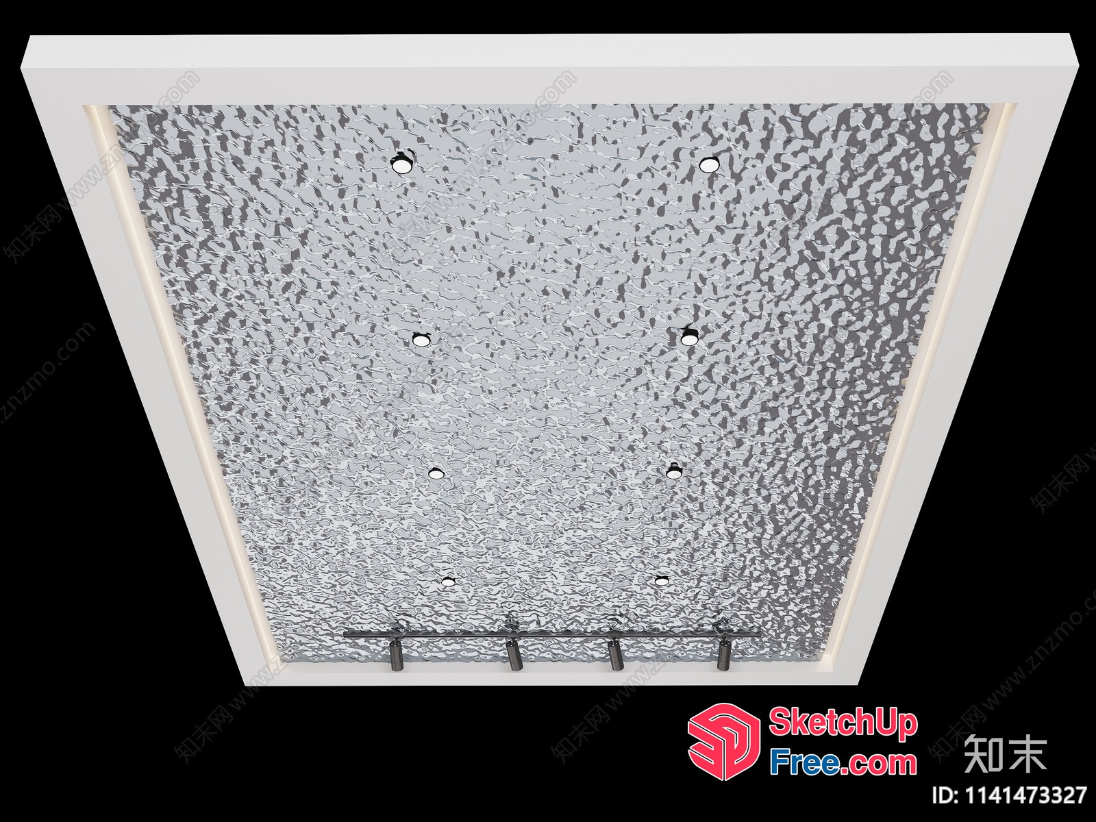 Ceiling Light Fixture With Textured Glass Panel 3D SketchUp File