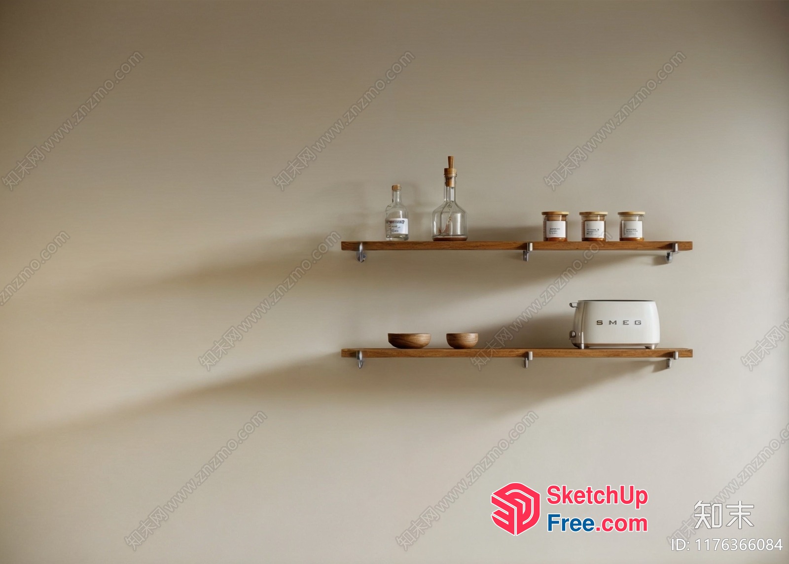 Minimalist Shelf Decor With Classic Smeg Toaster 3D SketchUp File
