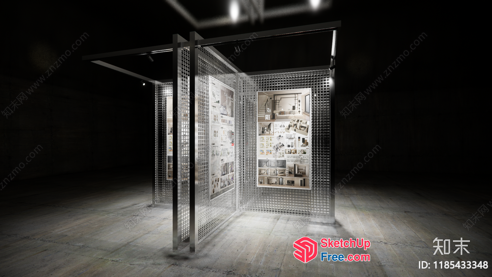 Glass Partition Screen With Collage Display 3D SketchUp File