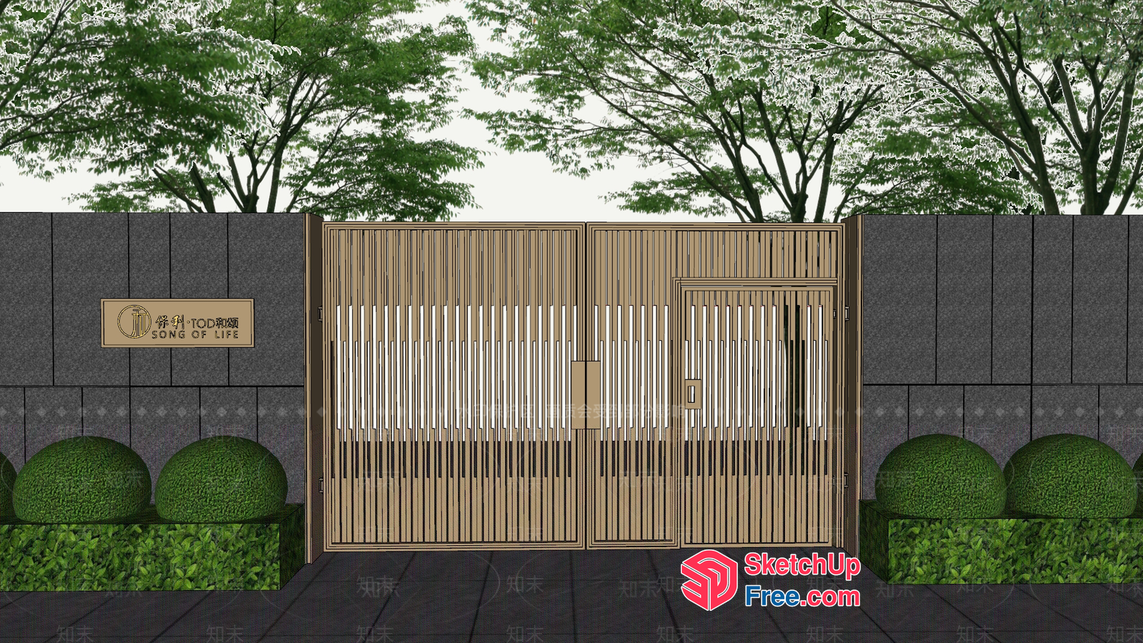 Modern Entrance With Elegant Gate 3D SketchUp File