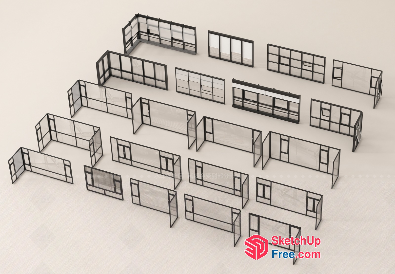 Partition Screen Set For Office And Home Decor 3D SketchUp File