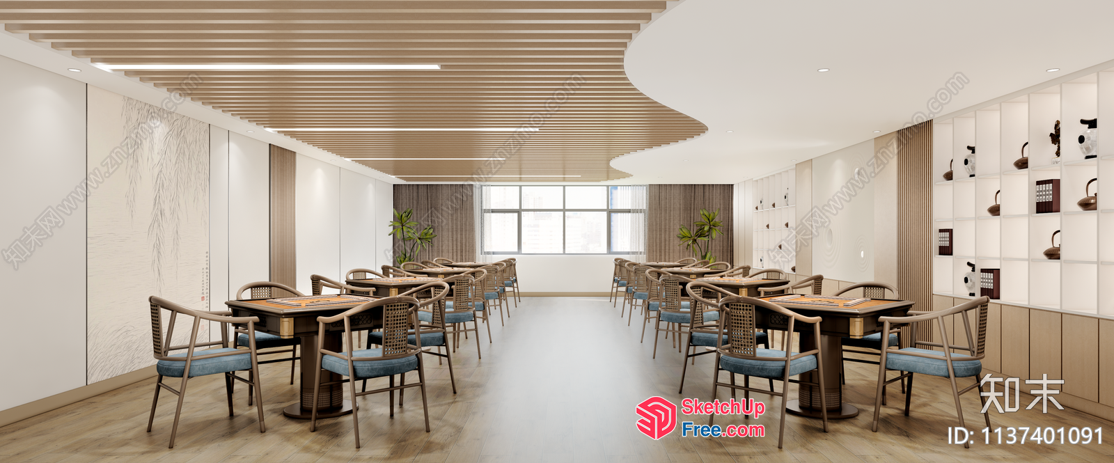 Elegant And Modern Dining Room With Natural Light 3D SketchUp File