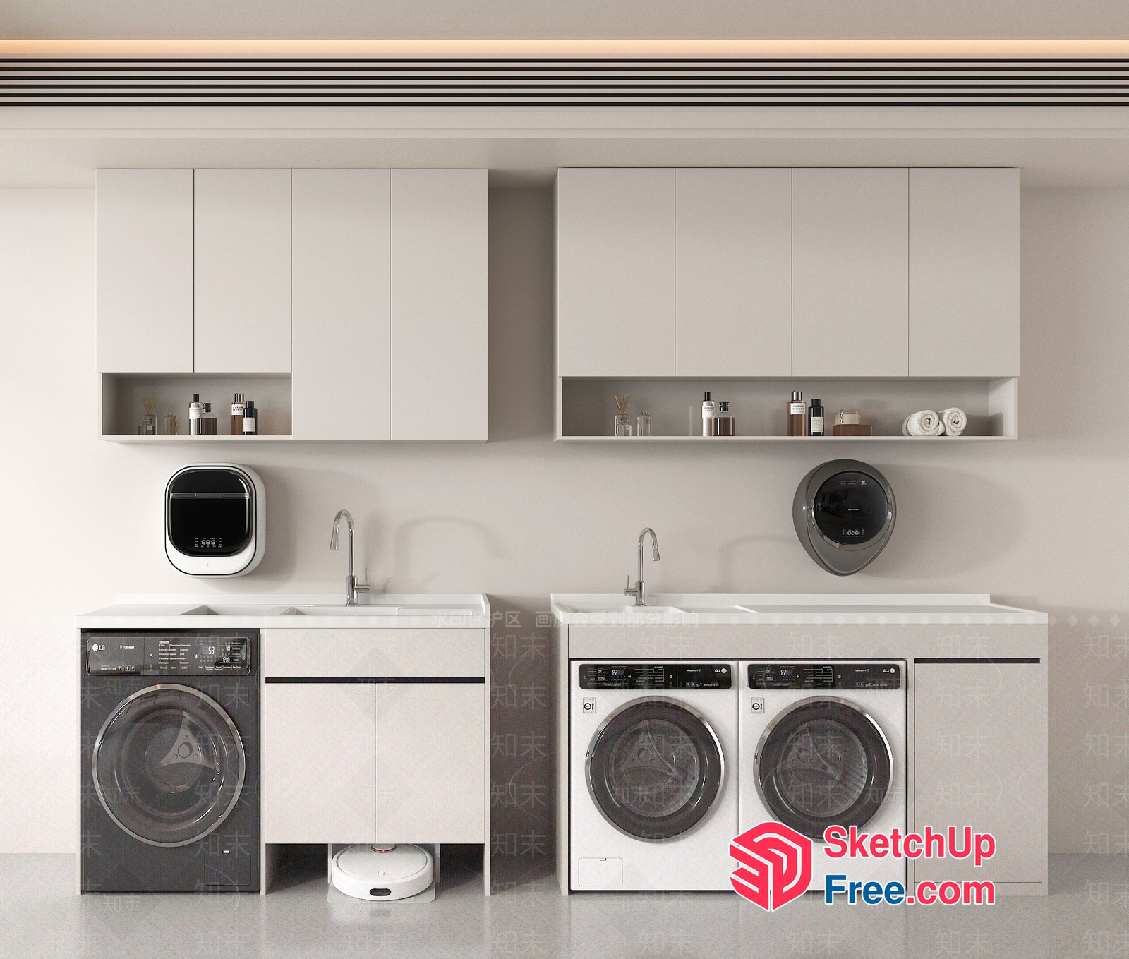Modern Laundry Room With Sleek Appliances And Storage 3D SketchUp File