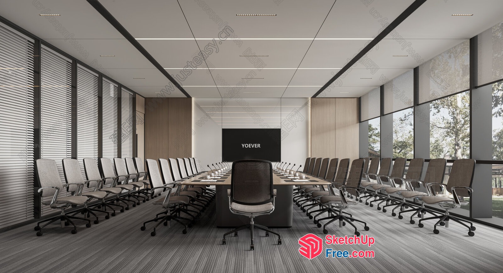 Modern Office Conference Room With Elegant Furniture 3D SketchUp File