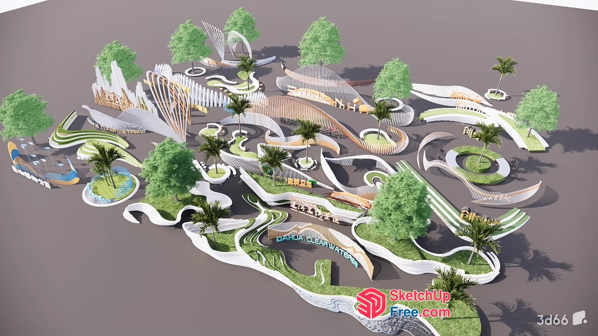 Futuristic Tropical Park 3D SketchUp File