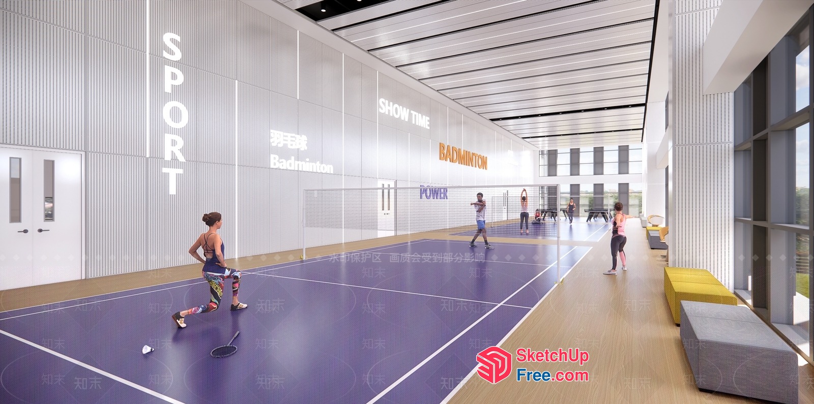Modern Sports Facility With Badminton Court 3D SketchUp File