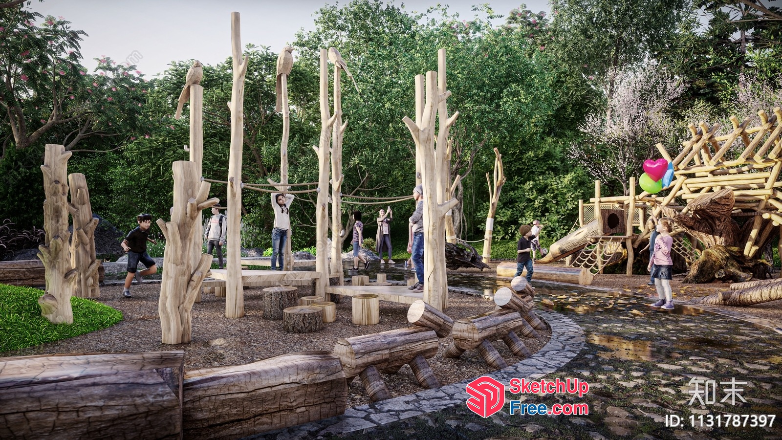 Rustic Woodland Playground 3D SketchUp File