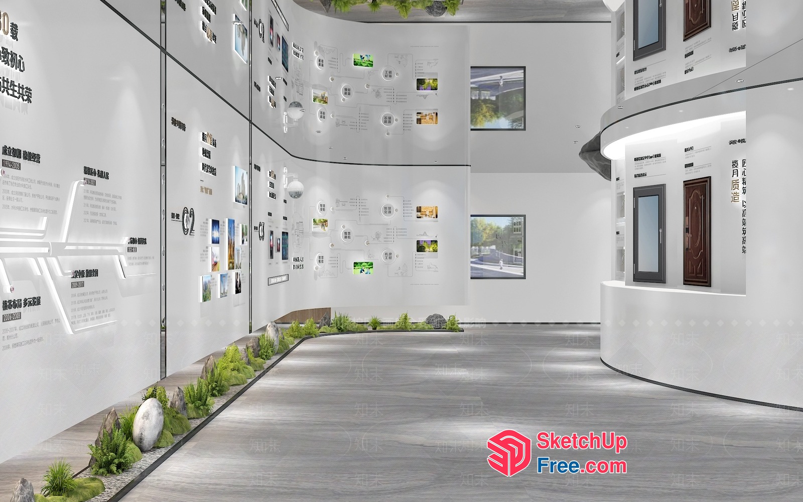 Modern Minimalist Interior Gallery Space 3D SketchUp File
