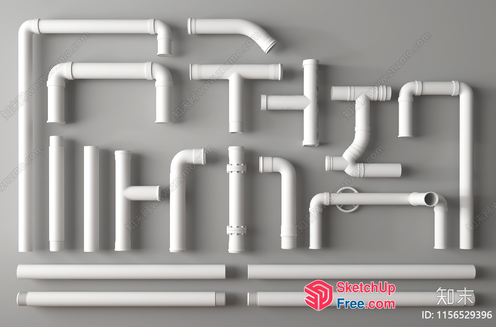White Pvc Pipe Collection 3D SketchUp File